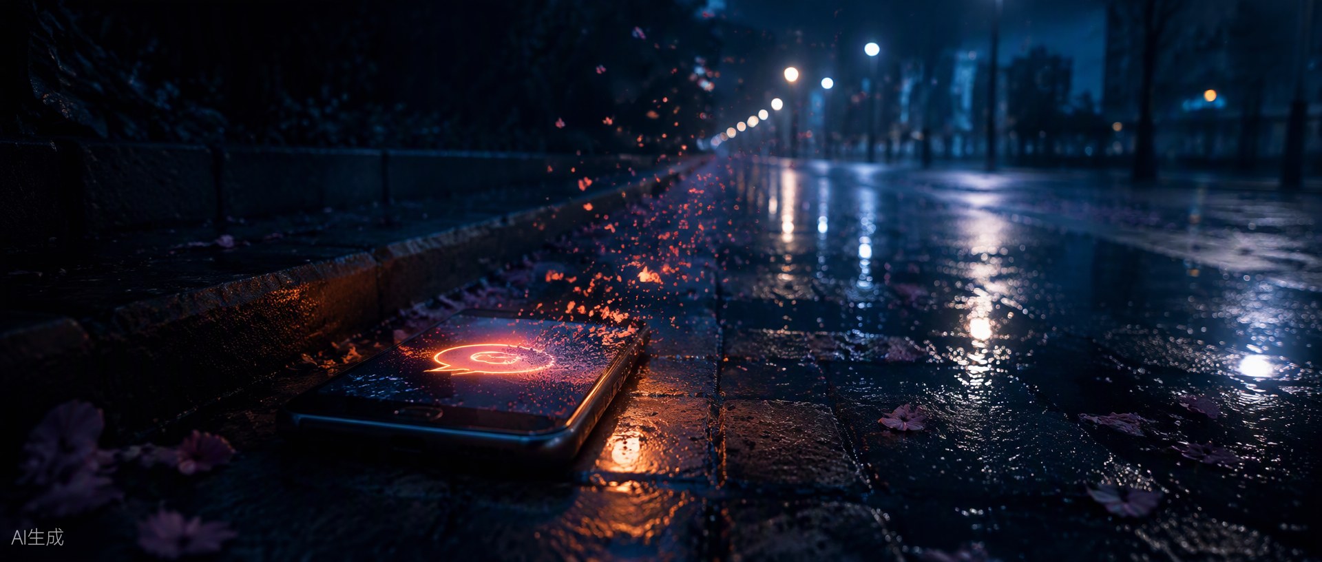 封面：雨夜人行道上手机里的 AI 陪伴图标渐渐熄灭